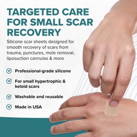 Biodermis Epi-Derm Epi-Tab Squares Silicone Scar Sheets C Professional-Grade, Washable & Reusable Silicone Patches for Small Hypertrophic & Keloid Scars from Trauma, Liposuction & More -Natural, 6-Pack