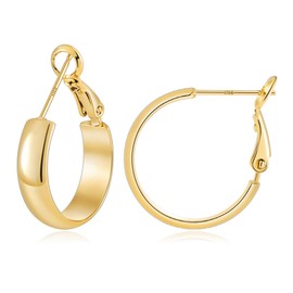 Gacimy Gold Hoop Earrings for Women 14k Real Gold Plated, 5mm Thick Gold Hoops Earrings for Women, Hypoallergenic Small Gold Earrings Hoops 20mm
