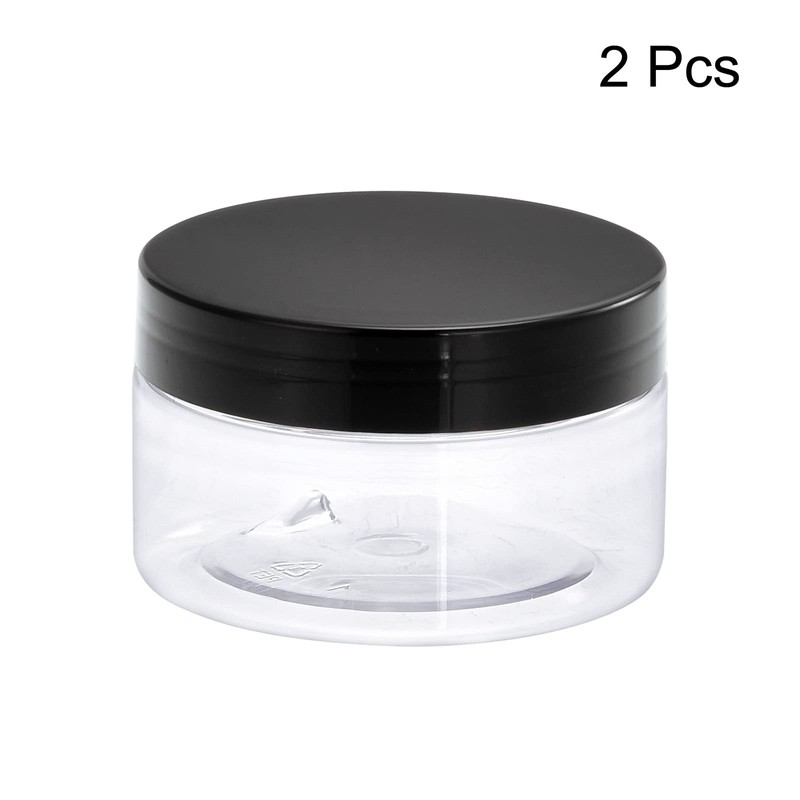 sourcing map Round Plastic Jars with Black Screw Top Lid,