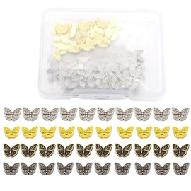 Youmeizer 100pcs Super Mini Shank Buttons & Super Tiny Metal Charms - Butterfly Shape for DIY Crafts, Sewing, Doll Clothes Accessories Small,Project Making（4 Colors Mixed）