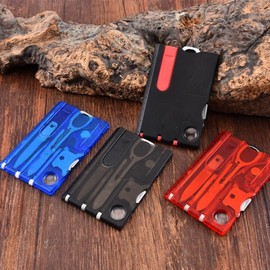 Black Outdoor Survival Bottle Opener Card Multi Tool Outdoor Barbecue Knife Camping Tool Hiking Magnifier Tool Gear Multitools and Accessories