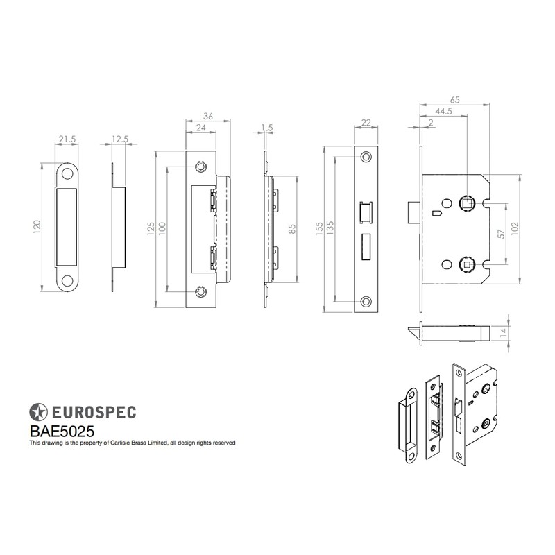 Carlisle Brass BAE5025 EASI-T Bathroom Lock 64MM Residential, Matt Black
