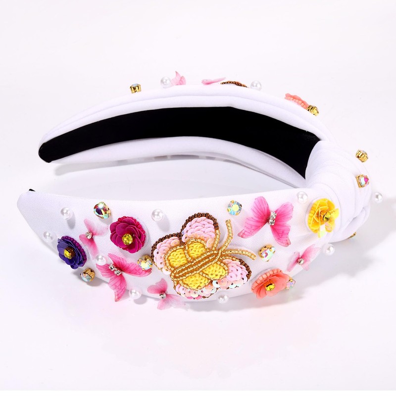 JERTOCLE Butterfly Headband for Women Beaded Butterfly Knotted Headband Bohemian