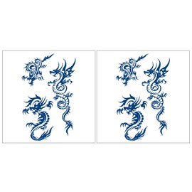 GZ015x2 Temporary Dragon Tattoo Semi-Permanent Tattoo Long-Lasting Dragon Tattoo 2 Sheets