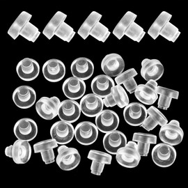 30Pcs Glass Table Top Bumpers with Stem Soft Clear Rubber Grippers Anti Slip Pads Patio Table Spacer for Furniture Cabinet Door Drawer 1/4 Inch Hole