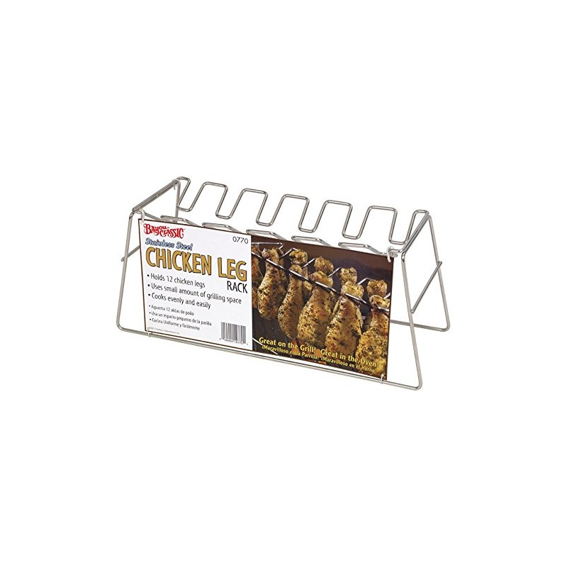 Bayou Classic 0770 Stainless Chicken Leg Rack Holds 12 Chicken