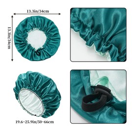 QIUTIMIY Satin Bonnet for Curly Hair,Bonnet Hair Wrap for Sleeping with tie, Hair Bonnet for Long Braid Hair,Green&Blue