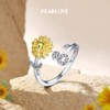 PEARLOVE Sterling Silver initial Ring Sunshine Sunflower CZ Stackable A-Z