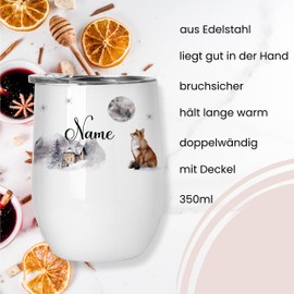 GRAZDesign Stainless Steel Wine Cup with Name Gift Set Christmas with Two Names for Mulled Wine and Punch