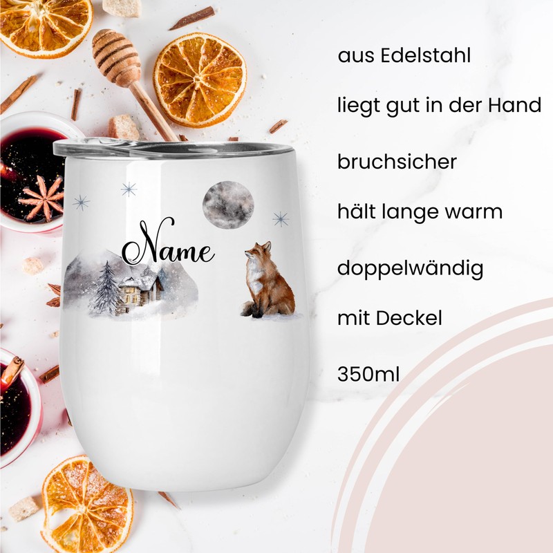 GRAZDesign Stainless Steel Wine Cup with Name Gift Set Christmas