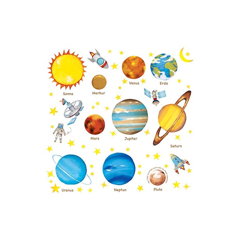 DECOWALL DW-1307DE Solar System Planets Wall Sticker Space Wall Sticker