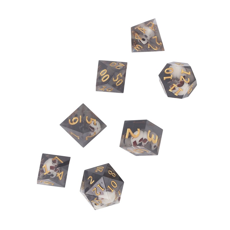 Polyhedral Dice Set Role Playing Epoxy Resin Transparent Skull Dice