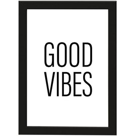 PICSonPAPER Good Vibes Poster A4 Framed with Black Picture Frame Gift Idea Birthday Gift Poster with Frame (Good Vibes)