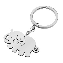 DUOWEI Elephant Keyring Keychain Cute Elephant Gifts for Women Girls Wallet Bag Charms (Silver Plated Stainless Steel A)