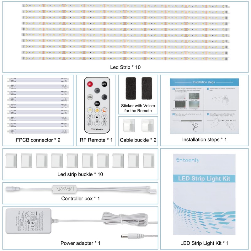 Enteenly LED Under-Unit Light Cabinet Light, 5 m Warm White