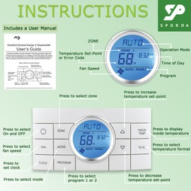 3314082.011 RV Thermostat Multi-Zone Comfort Control Centre, 2 Thermostat 10 Buttons, Compatible for Dometic Air Conditoner Series 579,595,600,6308,520,6218xx,457915 and More
