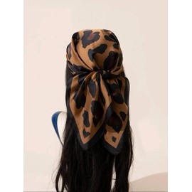 Leopard Print Square Scarf, Fashionable Hair Accessories for Women & Girls, Casual Versatile Scarf for Daily Wear