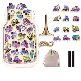 Qigfucm Unicorn Construction Magnetic Reward Jar for Classroom Teacher Kids Potty Training Acrylic Chore Chart for Kids Incentive Good Behavior Management Tools Back to School (8"x5.2")