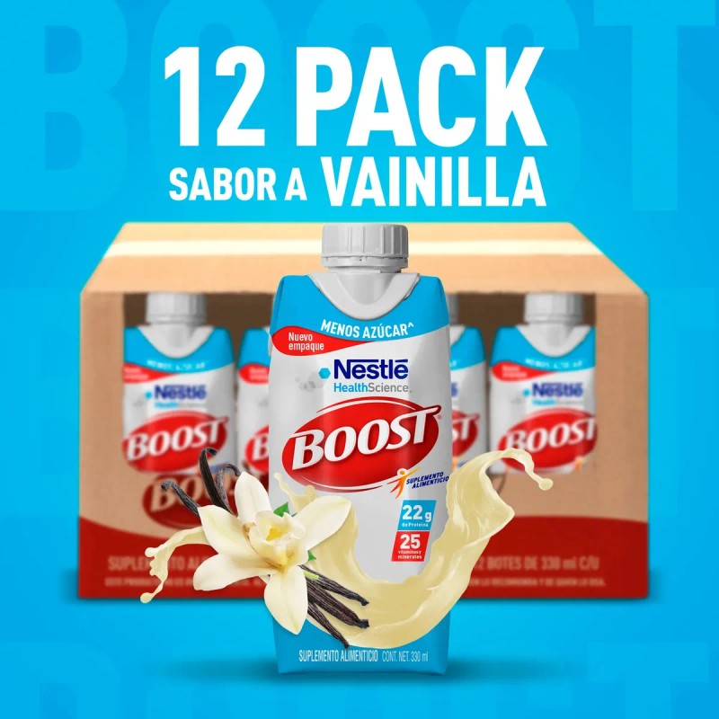 Pack X12 Suplemento Boost Menos Azúcar Vainilla 330ml