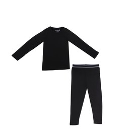 Girls Thermal Top and Bottom Underwear Set; Kids Long Johns; Base Layer Set for Cold Weather; Moisture Wicking Microfleece (Black, 4T)