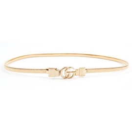 Aodexius Modern Women's Summer Dress Metal Belt Elastic Waist Chain with Letter Buckle, gold