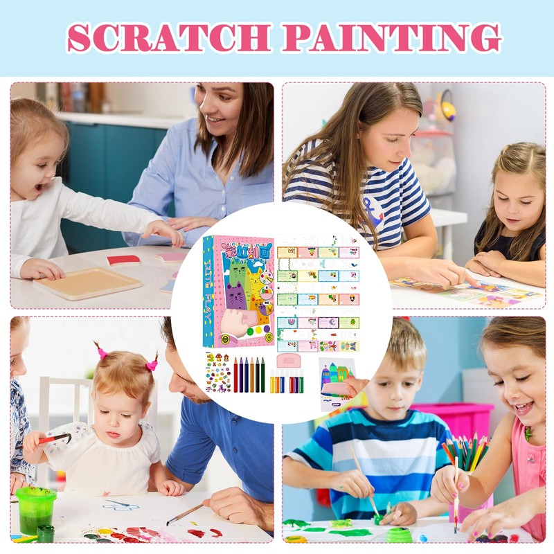 Pack of 35 Scratch Art, Rainbow Scratch Painting, Creative Creations