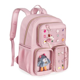 Prokva Ita Bag Pin Display Backpack with Insert, Kawaii Aesthetic Backpack with Laptop Sleeve for Cosplay and Concert (Pins Not Included, Patent Design), pink, Rucksack