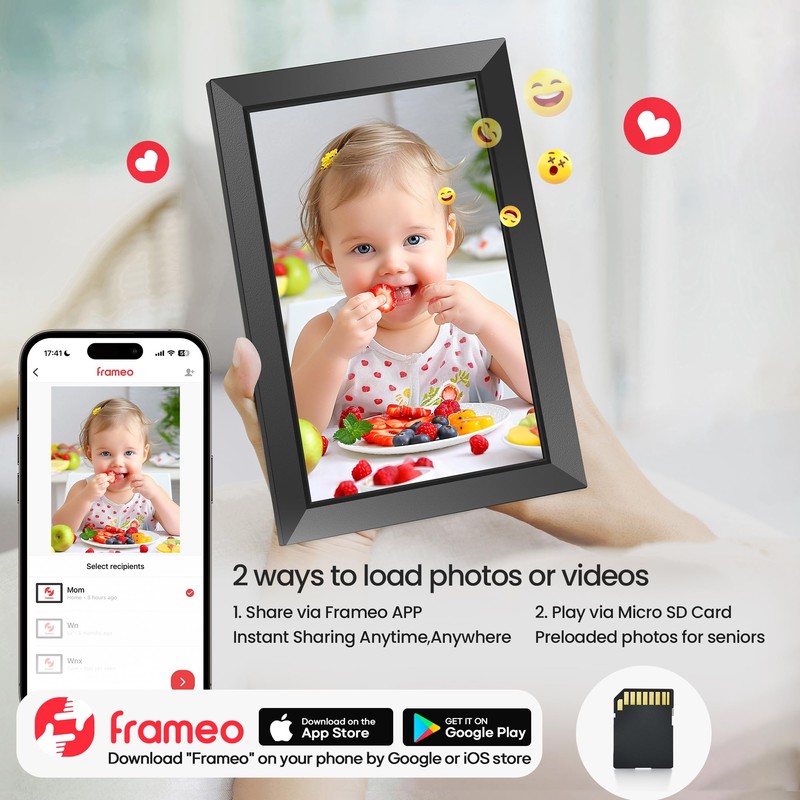 FRAMEO Digital Picture Frame WiFi 10.1 Inch - 1280 x