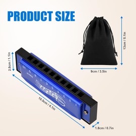 OFFCUP Harmonica, 10 Holes Harmonica, Chromatic Harmonica, Children's Harmonica, Beginner, Harmonica, C Major Harmonica with Storage Bag, Music Gift for Children and Beginners (Blue)