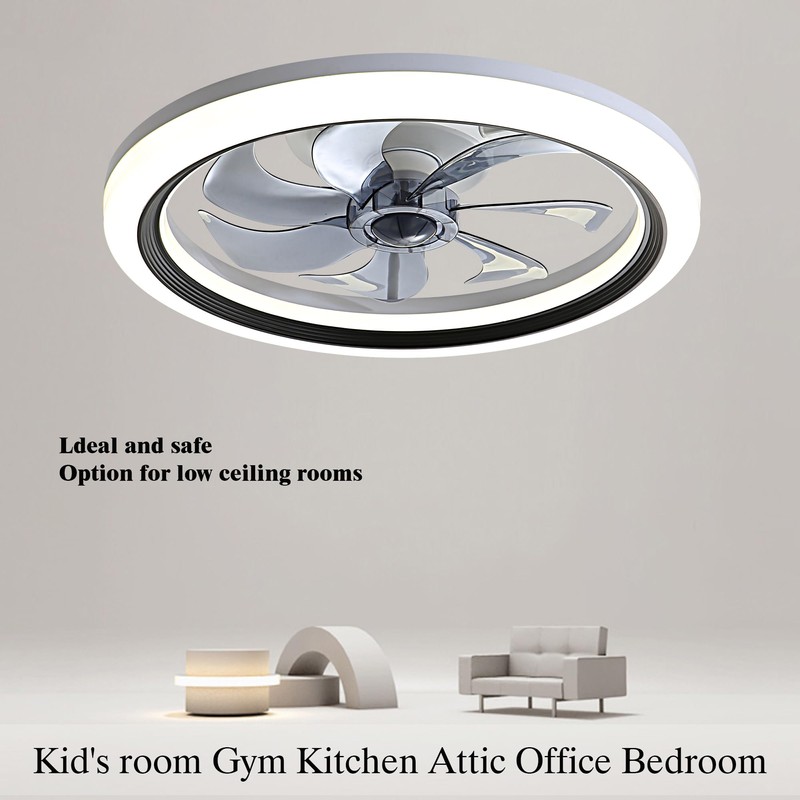 OUREDEEY 20" Ceiling Fan With Lights and Remote, Low Profile,