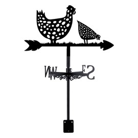 SUPERDANT Rooster Weather Vane Spotted Chicken Metal Weathervanes Wind Direction Indicators Black Metal Wind Vanes Garden Signs for Roof Mount Farmhouse Ourdoor Yard Shed Decoration