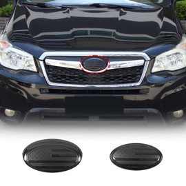 Rear and Front Emblems Trim Cover Fit for Subaru Forester 2013-2018, ABS Front Rear Logo Trim Cover, Front Hood Rear Trunk Emblem Decorative Accessories, 2PCS, with American Flag Pattern
