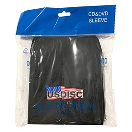 USDISC Paper Sleeves 100g No Window, Flap, Black, Pack of 100