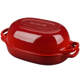EDGING CASTING Enameled Cast Iron Dutch Oven Pot with Lid, Oval Dutch Oven for Bread Baking, Bread Oven for Homemade Sourdough Bread Baking, 7qt, Red
