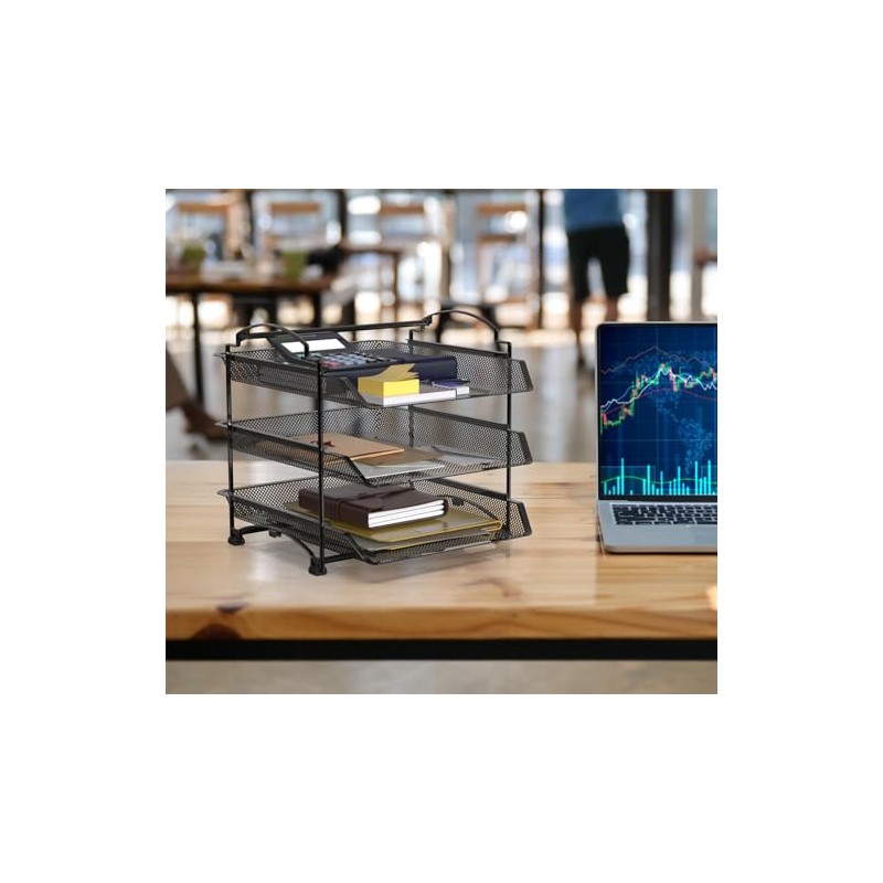 SimpleHouseware Organizador de documentos y cartas para escritorio, apilable de