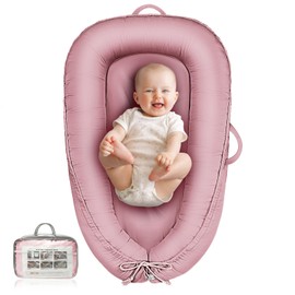 Baby Lounger, Infant Lounger for Newborn 0-24 Months, Waterproof Inner Cover and Pure Cotton Breathable Baby Nest Cover, Newborn Essentials for Baby Boys & Girls, Portable Baby Bed for Home and Travel