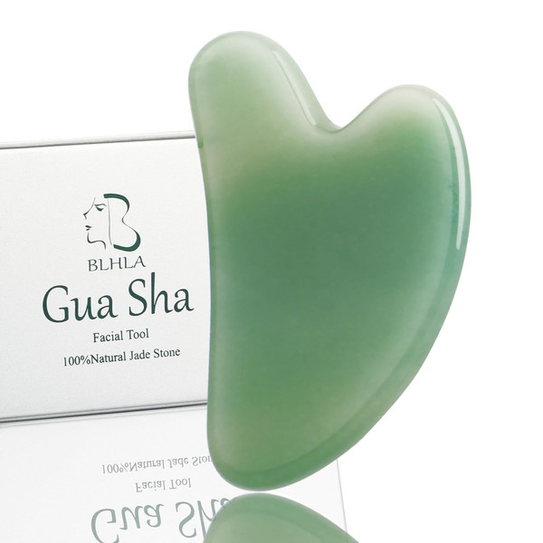 BLHLA Gua Sha Facial Tools for Skin Care Massage Tools for Self Care Jade Body Gua Sha Stone Spa Kit Face Sculpting Tool for Beauty Puffiness Reduction Muscle Tension Relief Jawline Sculptor
