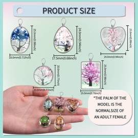 10 Pieces 5 Styles Mixed Dried Flower Tree Pendant Glass Beads Tree of Life Charms Lacework Transparent Resin Beads for Craft Diy Jewelry Making(Large Glass Bead)