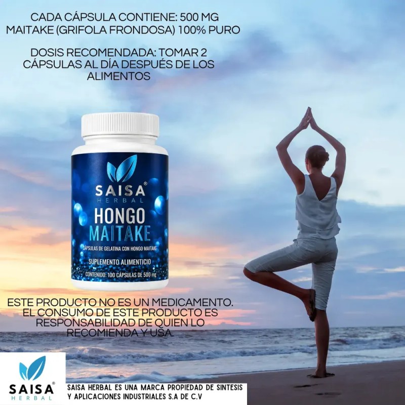 Maitake Orgánico 120 Cápsulas | Suplemento Inmunológico Natural | Saisa