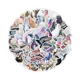 Pack of 50 Dove Stickers for Fridge, Motorcycle, Bicycle, Bumper, Laptop, Computer, Pigeons Animal, Cute Waterproof Vinyl Decal, Adult Boy Gift, Bird Aesthetic Kawaii Graffiti Sticker