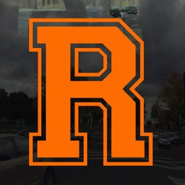Varsity Letter R - Vinyl Decal for Outdoor Use on Cars, ATV, Boats, Windows and More - Orange 2.5 Inches Tall