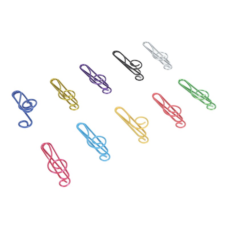 100Pcs Cute Note Paper Clips 10 Colors Metal Music Note