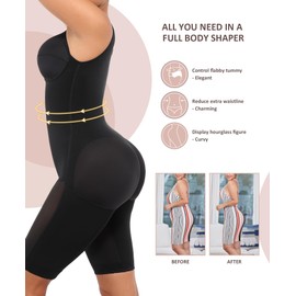 FeelinGirl Fajas Colombianas Post Surgery Compression Garments After Liposuction Black XXL