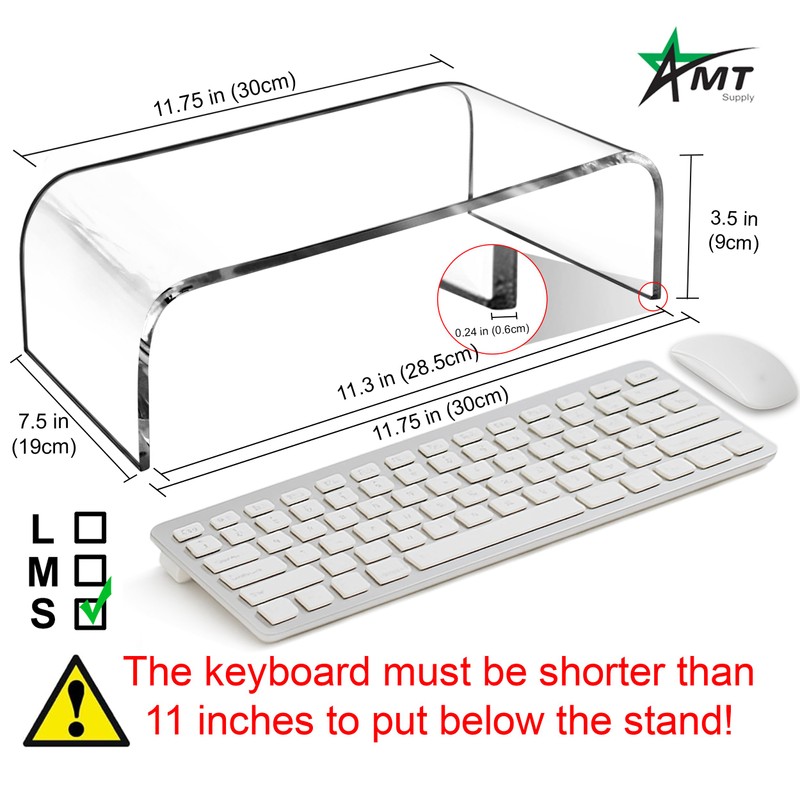 AMT Premium Acrylic Clear Monitor Riser Laptop/PC/Multimedia Monitor Stand for