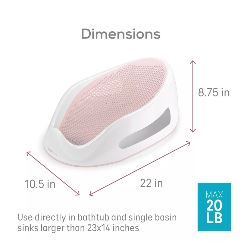 Angelcare Pink Baby Bath Support for Newborns Ergonomic Safe Secure