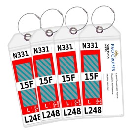 P&O Cruise Luggage Tag Holders [4 Pack] – Wide Tags – Waterproof, Durable with Steel Loops – Fits All P&O Cruise Ships for Cruising in 2025, 2026 and 2027 – Cruise Essentials