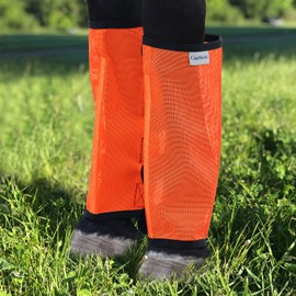 CareMaster Fine Mesh Fly Boots Loose Fitting & Non-Slip Horse Fly Leggings No More Horsefly Nuisance Greatly Reduce Stomping Breathable with Natural Air Flow (Set of 4) Vibrant Orange Pony
