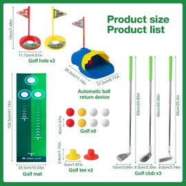 YANGUN Upgraded Kids Golf Set, Toddler Golf Set, Led Light Up Night Golf Balls with Automatic Golf Returner, Indoor Outdoor Sports Toys for Boys and Girls Aged 3+