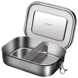 UPTRUST Leak Proof Stainless Steel Lunch Food Container, 1200ML/40oz Large Bento Boxes Metal Lunch Box for Kids or Adults - Lockable Clips Adjustable Divider included