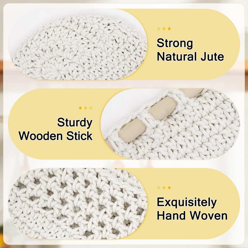 yuuzue 3 Tier Hanging Fruit Basket, Cotton Woven Wall Hanging
